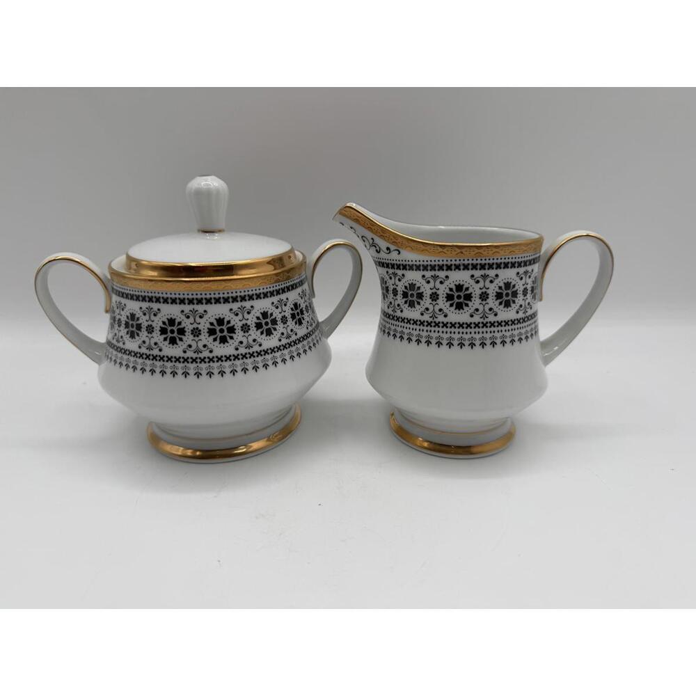Scheherazade Noritake 2004 Fine China Sugar Bowl With Lid & Creamer-Discontinued